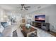 A combined kitchen/living area that has modern furnishings, tile flooring, and ample natural light at 4939 Floramar Ter # 501, New Port Richey, FL 34652