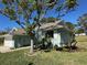 Attractive light green house showcasing landscaping and a large tree at 1005 Lake Avoca Pl, Tarpon Springs, FL 34689