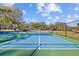 Outdoor pickleball court surrounded by a tall black metal fence at 4275 Caskie Pl, Brooksville, FL 34604