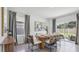 Dining area with wooden table, light chairs, and sliding glass doors to backyard at 4464 Sand Dollar Way, Zephyrhills, FL 33541