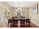 Bright dining room with chandelier and view of the backyard at 20314 Chestnut Grove Dr, Tampa, FL 33647