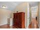 Well-lit hallway with a large cabinet on the right, leading to various rooms at 20314 Chestnut Grove Dr, Tampa, FL 33647
