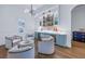 Stylish bar area with custom cabinetry, a unique backsplash, and a modern chandelier at 751 34Th Ne Ave, St Petersburg, FL 33704