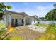 Covered backyard patio featuring lounge chairs and a small fire pit for relaxing outdoor evenings at 3611 19Th N St, St Petersburg, FL 33713