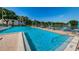 Inviting community pool with clear blue water, lounge chairs, and umbrella tables, perfect for relaxation and recreation at 1725 Pine Ridge E Way # E, Palm Harbor, FL 34684