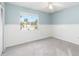 Light-filled bedroom featuring a ceiling fan, neutral carpeting, and a window at 1600 Gray Bark Dr, Oldsmar, FL 34677