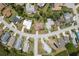 Aerial view showcases neighborhood layout with mature trees and well-maintained homes at 4514 Dewey Dr, New Port Richey, FL 34652