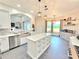 Bright kitchen featuring a center island with white cabinets, modern lighting, and stainless steel appliances at 11199 Warm Wind Way, Weeki Wachee, FL 34613