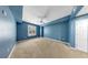 This is a cozy blue bedroom, offering neutral carpet, and a ceiling fan at 700 S Harbour Island Blvd # 226, Tampa, FL 33602