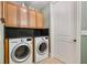 Convenient laundry room with front-loading washer and dryer and overhead cabinets at 2825 Terra Ceia Bay Blvd # 1902, Palmetto, FL 34221