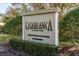 Elegant sign for Casablanca at Citrus Park community with manicured shrubbery at 8907 Casablanca Way, Tampa, FL 33626
