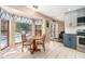 Cozy kitchen nook with stainless steel appliances and a view of the pool at 823 Scenic Heights Dr, Brandon, FL 33511