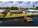 Waterfront home featuring a private dock and a cozy backyard picnic area overlooking the serene canal at 9439 Sun Isle Ne Dr, St Petersburg, FL 33702