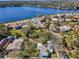 Aerial view of the residential area by the bay and a glimpse of the open water at 402 Pineapple St, Tarpon Springs, FL 34689