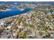 An aerial view of the neighborhood and nearby water at 402 Pineapple St, Tarpon Springs, FL 34689