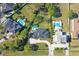 This overhead view showcases the home, backyard pool, and surrounding neighborhood at 9050 San Martin Ne Blvd, St Petersburg, FL 33702