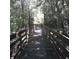 A wooden boardwalk trail winding through a densely wooded section of Takomah Trail Park at 10019 N Hyaleah, Tampa, FL 33617