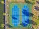 Aerial shot of well maintained community tennis courts with shade trees nearby at 7 Elgin Pl # 603, Dunedin, FL 34698