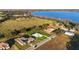 Expansive aerial view showcasing multiple properties with a tranquil blue lake as a stunning backdrop at 10920 Flint Estates Dr, Thonotosassa, FL 33592
