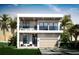 Striking two-story modern home with a flat roof, a two car garage, and front yard seating at 2517 N Riverside Dr, Tampa, FL 33602