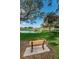 Relaxing view of a pond with bench seating surrounded by mature trees and green grass at 2258 World Parkway W Blvd # 8, Clearwater, FL 33763