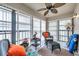 Sun room with tile flooring, ceiling fan, and bright windows with private views at 2700 Nebraska Ave # 3-201, Palm Harbor, FL 34684