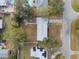 Aerial view of home shows a large lot, mature trees, and proximity to neighborhood streets at 1415 Ridge Ave, Clearwater, FL 33755