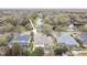 Aerial view of a single Gathering home with a screened in pool and lush landscaping at 15005 Lake Emerald Blvd, Tampa, FL 33618