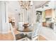 Bright dining room with modern chandelier, adjacent to an outdoor cooking area at 15005 Lake Emerald Blvd, Tampa, FL 33618