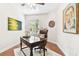 Cozy office space featuring hardwood floors, a vintage desk, and bright natural light with modern art at 15005 Lake Emerald Blvd, Tampa, FL 33618