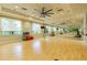 Bright fitness room with a wall of mirrors, balance balls, and a large ceiling fan at 30715 Tumbleberry St, Wesley Chapel, FL 33543