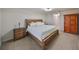 Bedroom features carpet, wooden bed frame with headboard, and matching nightstand at 12127 Luftburrow Ln, Hudson, FL 34669