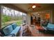 Screened patio with wicker furniture offering views of a wooded area at 12127 Luftburrow Ln, Hudson, FL 34669