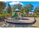 Community playground surrounded by mature trees, with slides, climbing structures, and benches for relaxation at 10825 Charmwood Dr, Riverview, FL 33569