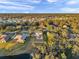 Aerial view of a well-maintained home featuring a pool and fenced yard nestled in a lush landscape at 3870 155Th E Ave, Parrish, FL 34219