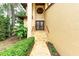 Charming front entrance featuring stone steps and double doors with decorative glass for enhanced curb appeal at 513 Suwanee Cir, Tampa, FL 33606