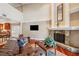 Spacious living room with fireplace, soaring ceilings and views to the waterfront at 513 Suwanee Cir, Tampa, FL 33606