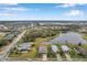Aerial view showcasing homes with scenic pond and lush landscaping in a serene neighborhood at 5720 107Th E Ter, Parrish, FL 34219