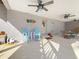 Large covered patio with ceiling fans, Adirondack chairs, and an outdoor dining set at 1600 Pennsylvania Ne Ave, St Petersburg, FL 33703