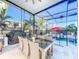 Enclosed patio with dining area, outdoor grill, and a view of the pool, perfect for outdoor gatherings at 818 W Adalee St, Tampa, FL 33603