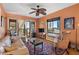 Cozy living room featuring a ceiling fan, large windows, and stylish furniture at 130 4Th N Ave # 414, St Petersburg, FL 33701