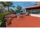 Backyard showing a patio with an above-ground pool surrounded by trees at 6226 Hampton N Ct, St Petersburg, FL 33710