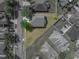 Aerial view of home showcasing property lines, surrounding neighborhood, and mature landscaping at 4351 Highcroft Dr, Wesley Chapel, FL 33545