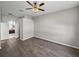 Spacious main bedroom featuring wood flooring and a ceiling fan at 4351 Highcroft Dr, Wesley Chapel, FL 33545