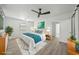 Bright bedroom featuring sleek ceiling fan, light-colored walls and flooring, and minimalist decor at 4318 1St S Ave, St Petersburg, FL 33711