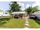 Spacious backyard with a covered patio area, hot tub, and well-maintained lawn at 6145 55Th N Ave, St Petersburg, FL 33709