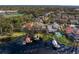 Aerial view of the back of the property, showcasing the pool and boat dock on the lake at 1903 Haven Bend, Tampa, FL 33613