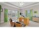 Cozy bedroom featuring a ceiling fan, a work desk, and charming window treatments at 1903 Haven Bend, Tampa, FL 33613