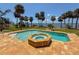 Inviting pool area features a built-in spa, tiled deck, and serene water views for outdoor enjoyment at 316 Shore E Dr, Oldsmar, FL 34677