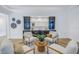 Inviting living room with modern seating around a central table and a sleek wet bar area at 2081 Michigan Ne Ave, St Petersburg, FL 33703